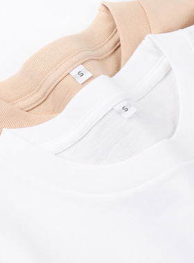 Basic Cotton TShirt Long Sleeve Tee Tops美式230g重磅奶茶