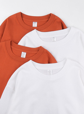 cotton tshirt long sleeve pullover tops250g重磅脏橘色纯棉