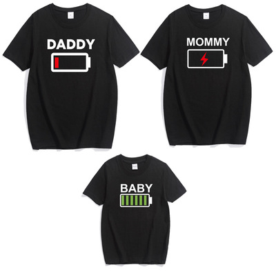 family look t shirts matching clothes novelty battery t-shir