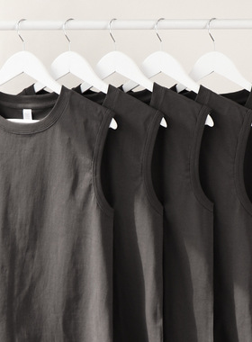 Men Plain Tank Top Women Basic Vest Couple日系230g重磅背心