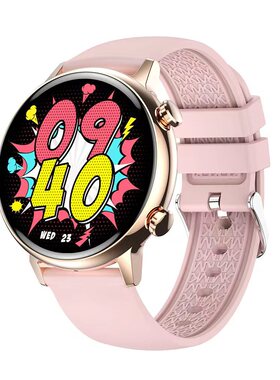 HK39智能手表女性1.1圆屏真AMOLED运动能NFC通话离线支付触摸屏