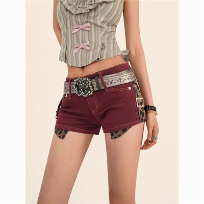 Y2k Jeans Shorts千禧超短裤女y2k亚比风美式复古热辣拼接低腰a字