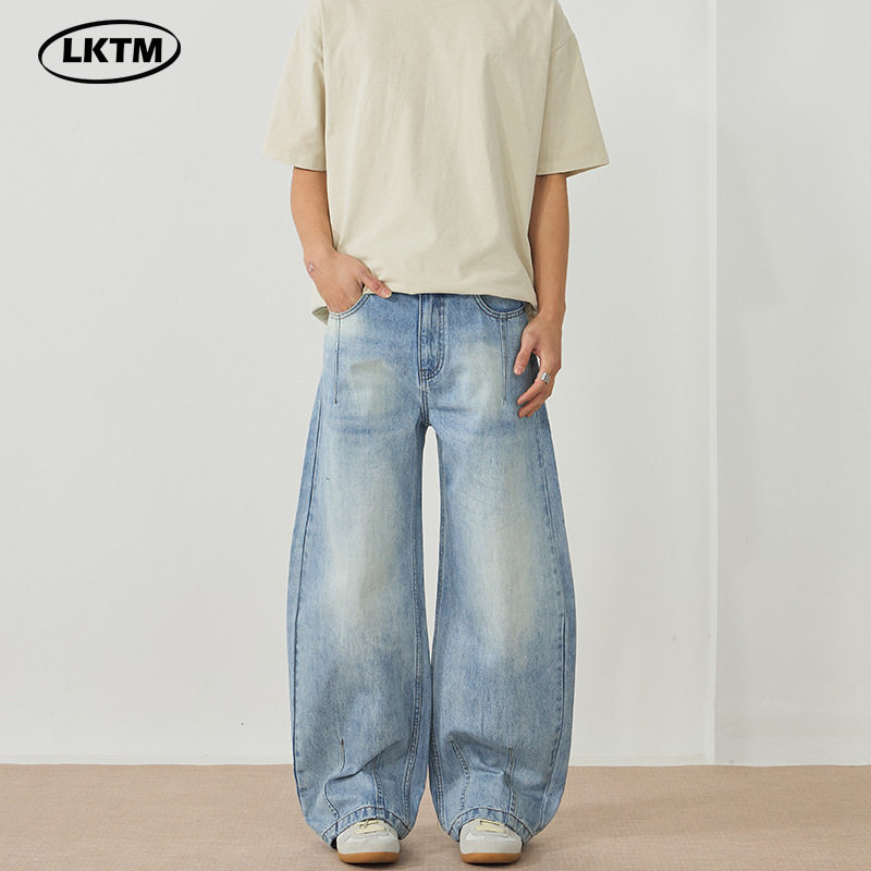 american style denim pants wide leg jeans trouserslktm男装#