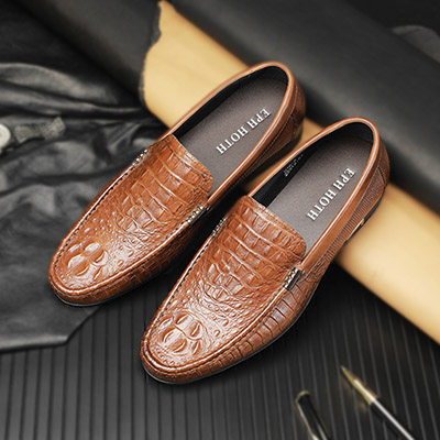 夏季男士休闲皮鞋鳄鱼纹商务豆豆鞋一脚蹬牛皮男鞋真皮透气乐福鞋,流行男鞋,休闲皮鞋,淘宝优惠券,粉丝福利购,淘宝优惠卷