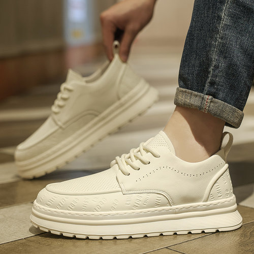 男鞋2026新款夏季百搭板鞋男士休闲透气西装小白鞋英伦风软底皮鞋