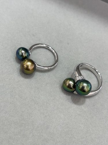 绝色孔雀辣色双珠戒指s925精工配件，不输k金