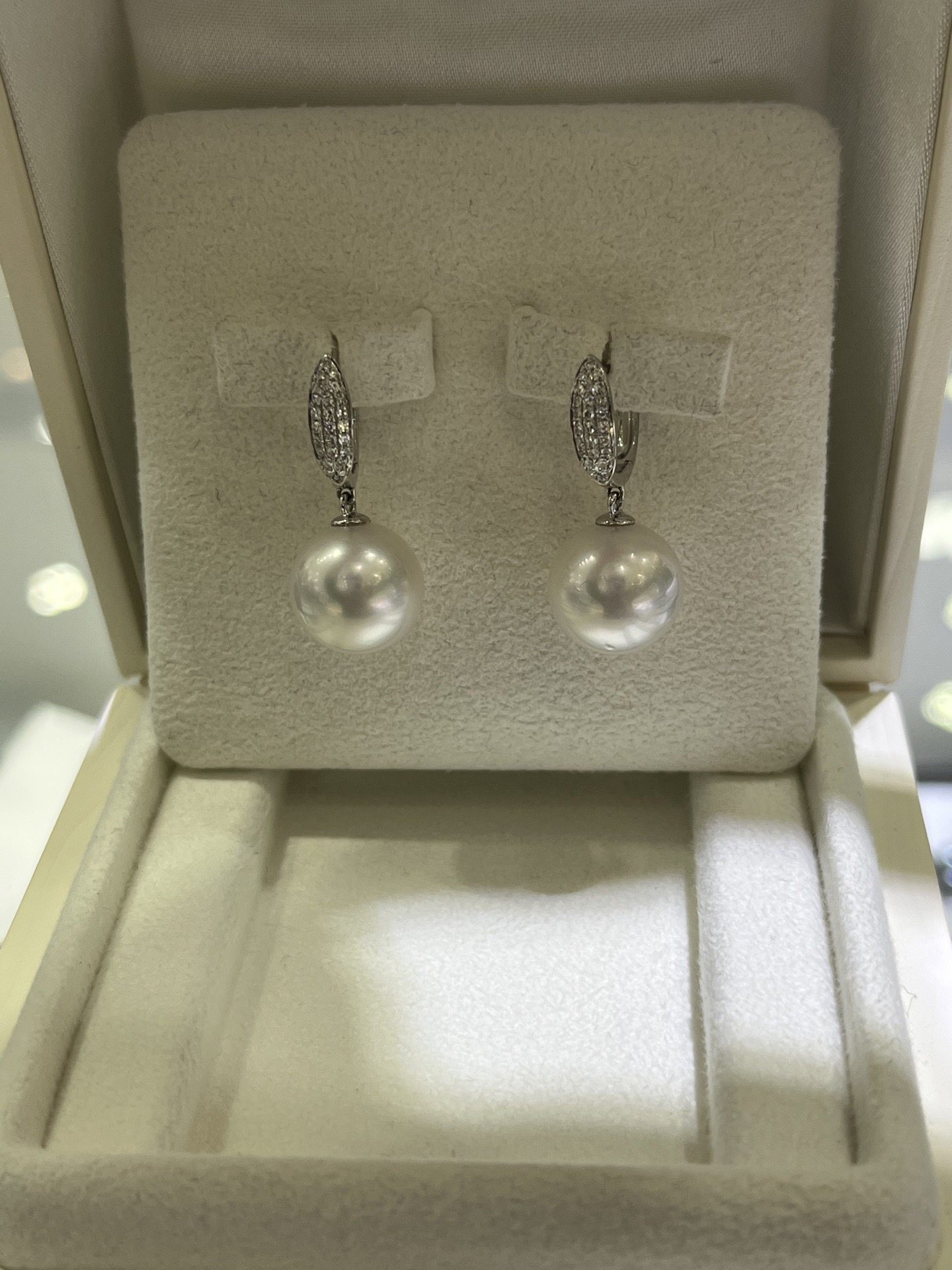 12.08，12.01mm澳白珍珠耳扣 18k天然钻石镶嵌,珠宝/钻石/翡翠,耳饰,淘宝优惠券,粉丝福利购,淘宝优惠卷