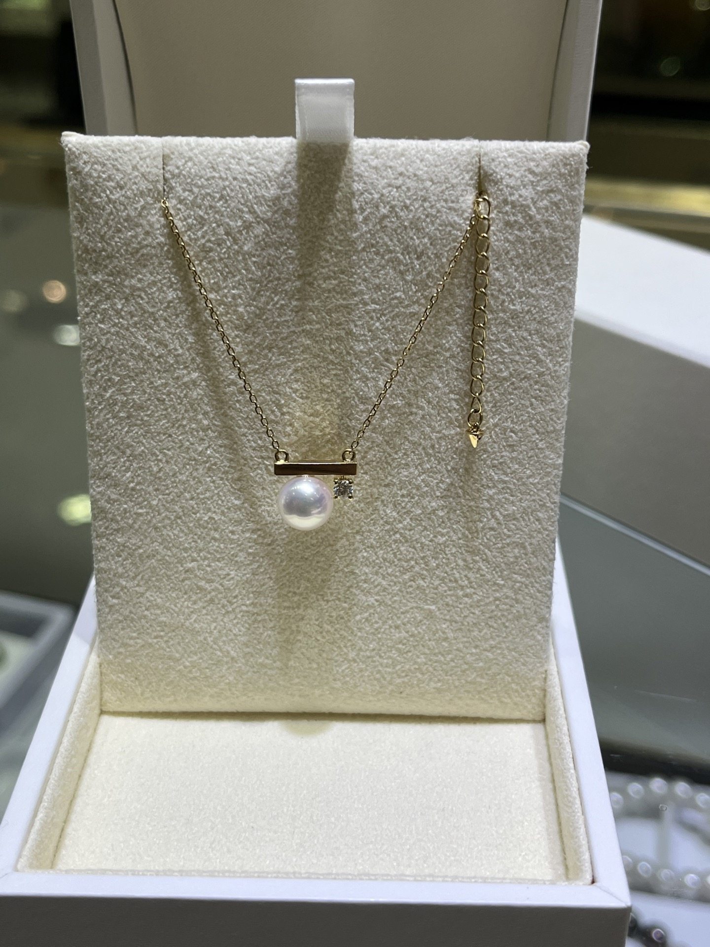 完美无瑕！！ 7.5～8mm青粉天女光akoya平衡木项链 18k天然钻石,珠宝/钻石/翡翠,颈饰,淘宝优惠券,粉丝福利购,淘宝优惠卷