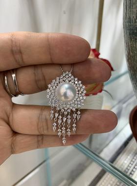 新品 12.55mm宝石光澳白吊坠