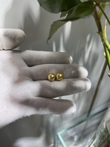 正圆，无暇！！ 9.68，9.85mm浓金南洋金珠