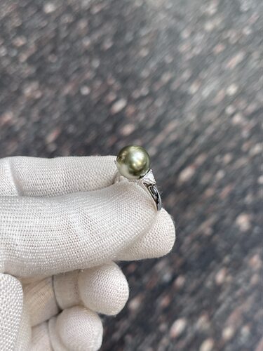 无暇10.97mm牛油果绿金属色戒指 炫彩大溪地，精工s925镶嵌
