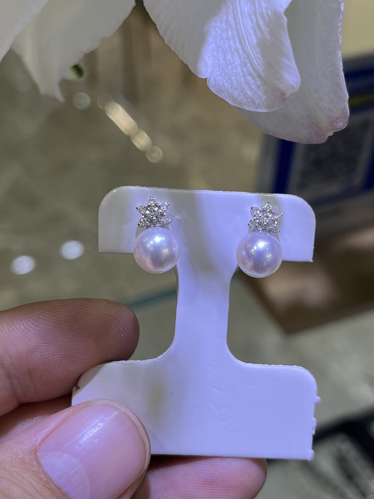 星辰款！！ 8～8.5mm无暇天女光akoya耳钉 18k天然钻石镶嵌,珠宝/钻石/翡翠,耳饰,淘宝优惠券,粉丝福利购,淘宝优惠卷