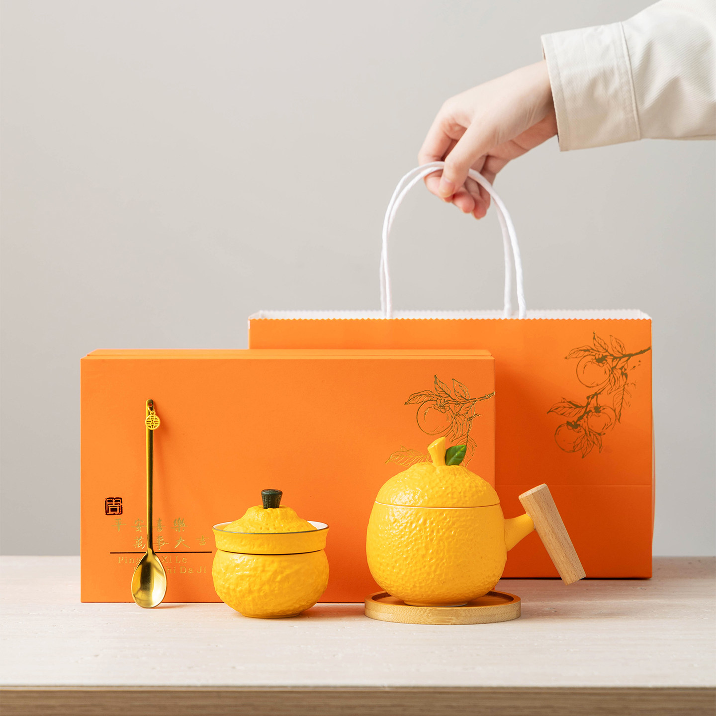 陶瓷创意大橘大利水杯马克杯带盖礼盒礼品送长辈客户老师生日礼物,餐饮具,茶杯,淘宝优惠券,粉丝福利购,淘宝优惠卷