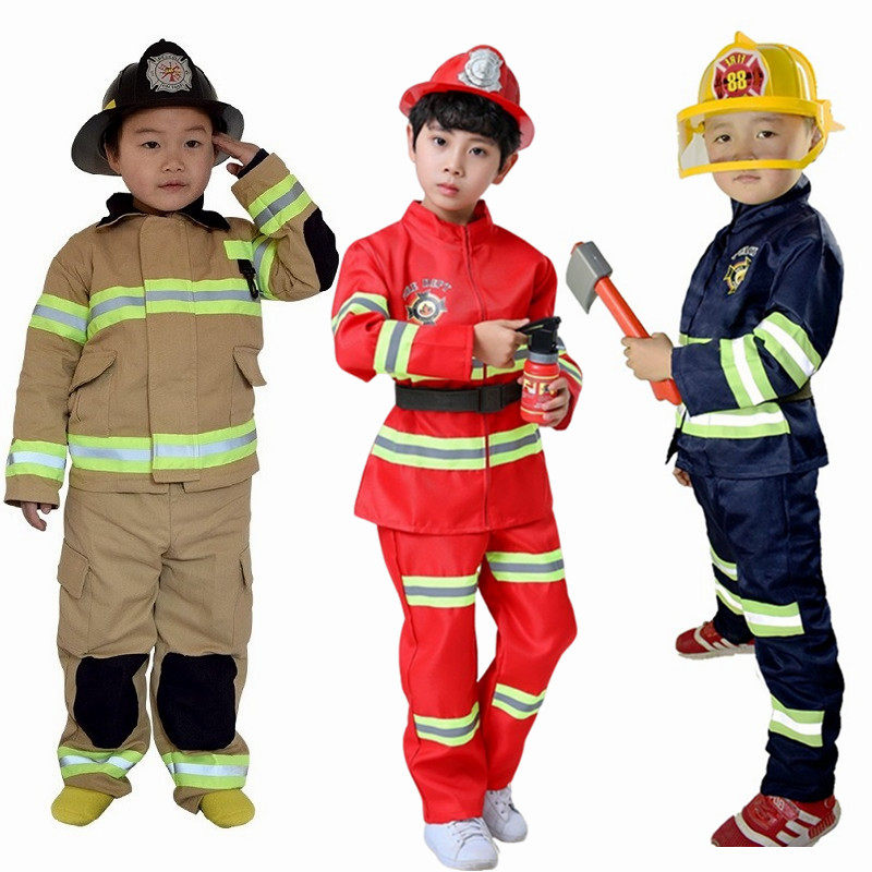 儿童消防员服装幼儿园角色职业体验装玩具套装亲子体能训练演出服