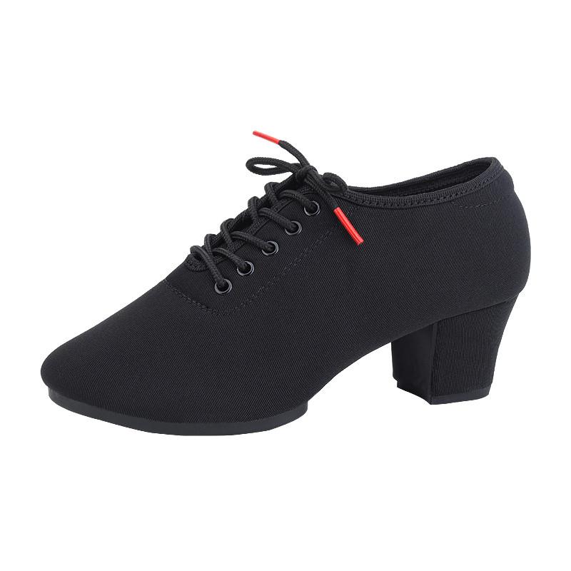 新款牛津布拉丁舞鞋女黑色新款女士女式软底教师广场舞蹈跳舞女鞋