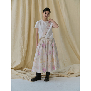 清新印花可拆卸背带半裙 春季 popoup26SS 模糊