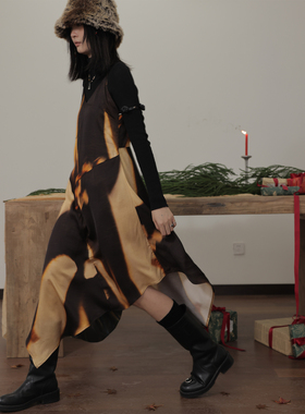 popoup23FW“日落焰火”不规则层次吊带连衣裙