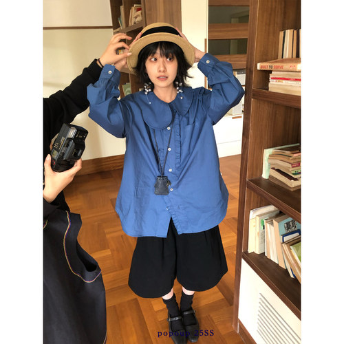 popoup25SS“蘑菇蘑菇”春夏休闲娃娃领衬衫