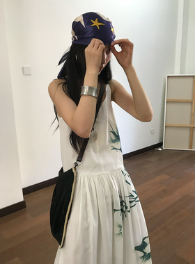 popoup24ss 撞色天丝棉麻吊带连衣裙