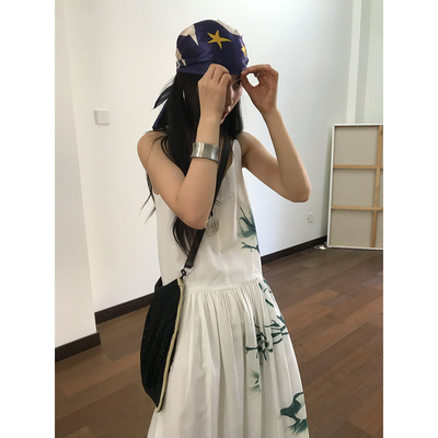 popoup棉麻印花连衣裙
