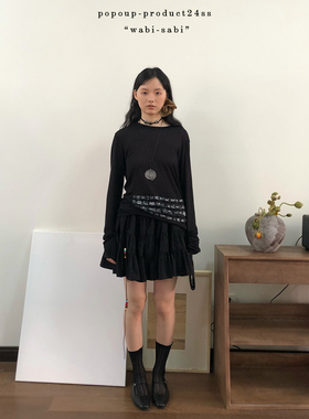 popoup24ss“wabi-sabi”重磅纯棉多层暗纹小花两穿蛋糕裙