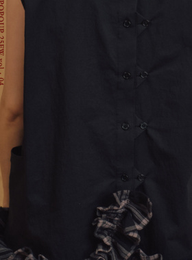 popouo25FW 无袖花边正反两穿衬衫 裙子套装