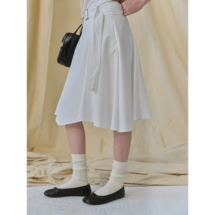 白色腰带半裙 不规则半身经典 popoup26SS 蒸馏水