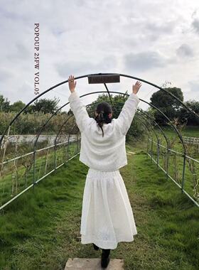 popoup25FW“小樽日记” 白色提花棉服半裙套装