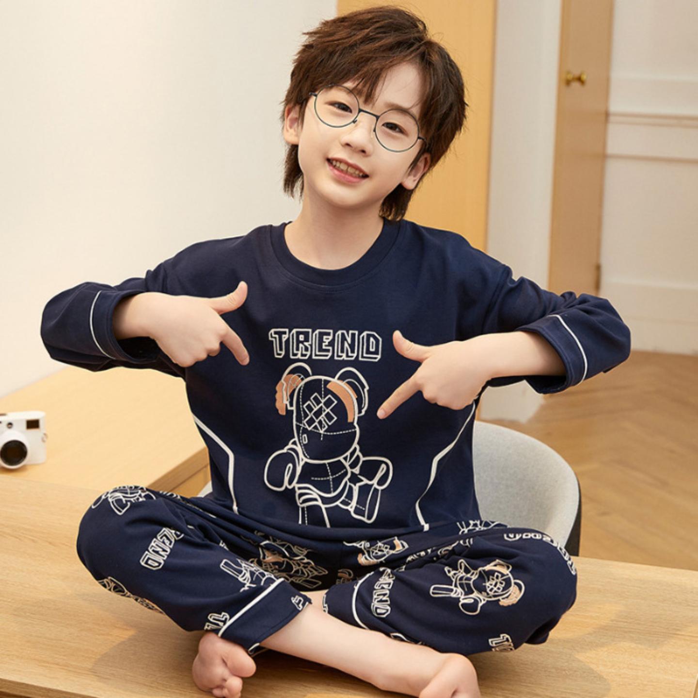 儿童纯棉长袖家居服套装