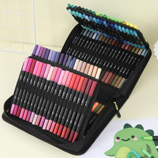 双头水彩笔手账笔120色小学生168色画笔可水洗马克笔绘画软头48色