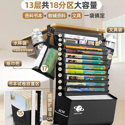 加厚大容量书袋课桌收纳学生挂书袋高中生初中书桌旁桌侧边置物架