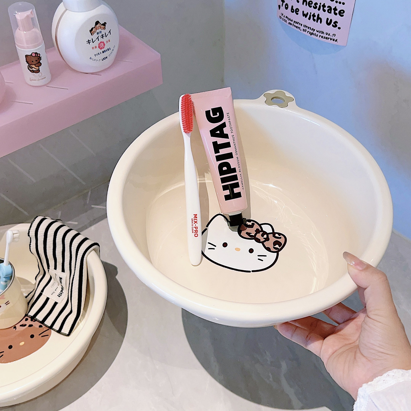 可爱豹纹猫咪塑料脸盆家用卡通加厚防摔洗澡盆洗脚厨房洗碗洗菜盆