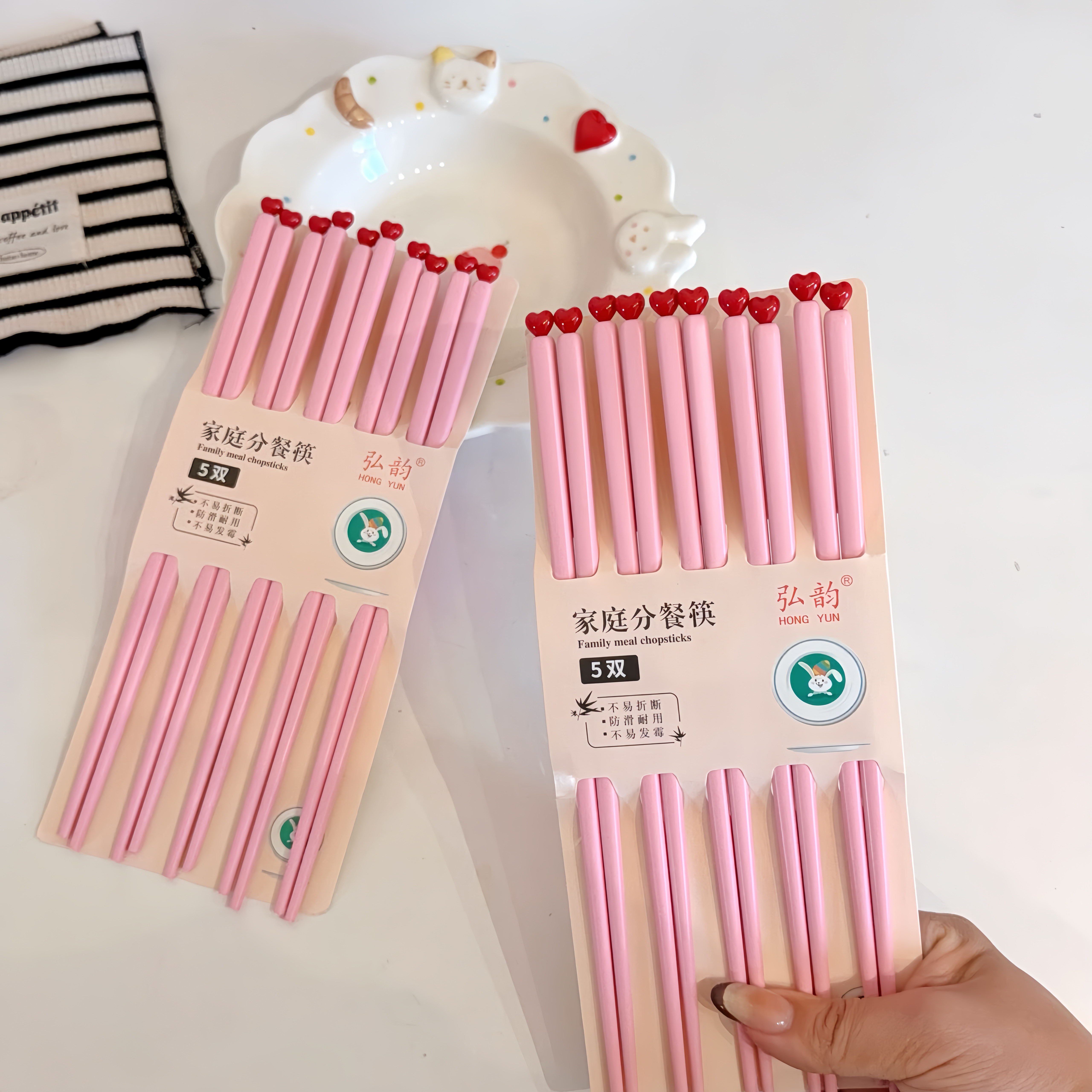 马卡龙色家庭用筷子合金防霉易清洗粉色爱心筷子高颜值多巴胺餐具,餐饮具,筷子,淘宝优惠券,粉丝福利购,淘宝优惠卷
