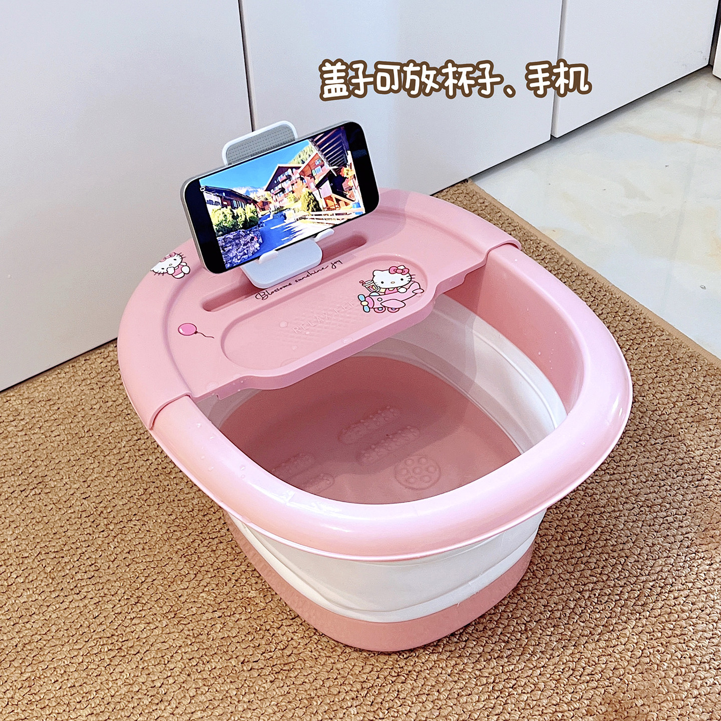 可折叠泡脚桶少女粉家用宿舍冬天家庭足浴盆过小腿按摩养生易收纳