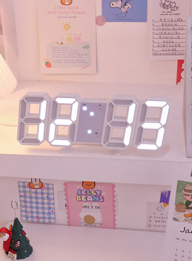 尤物少女*少女心的书桌摆件ins韩风数字钟学生时钟表挂钟夜光闹钟
