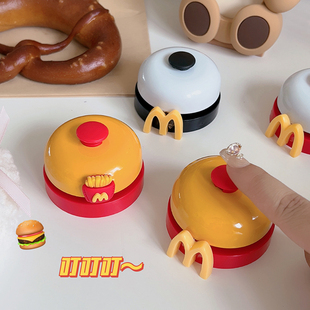 可爱M记铃铛手按抢答铃上菜铃呼叫宠物按铃摇铃桌面摆件铃铛厨房