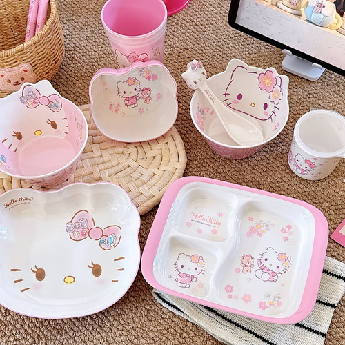 三丽鸥凯蒂猫餐具餐盘碗勺套装