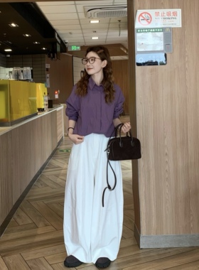 三吉春夏简约经典宽松阔腿休闲弯刀裤气质宽松休闲百搭垂感