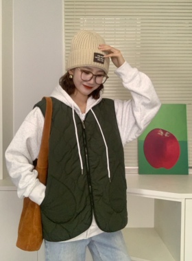 菱格羽绒棉马甲女2024秋冬新款复古外套宽松无袖坎肩外搭背心上衣