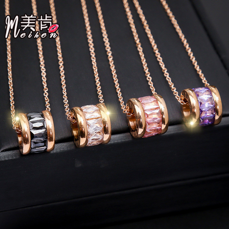 Korean Edition Waistline Titanium Rose Gold zircon Necklace Simplicity temperament A small minority clavicle Light extravagance Jewelryin the Accessories/Fashion Jewelry, Necklace  category - from Buy2taobao.com to provide professional Taobao agent buy service