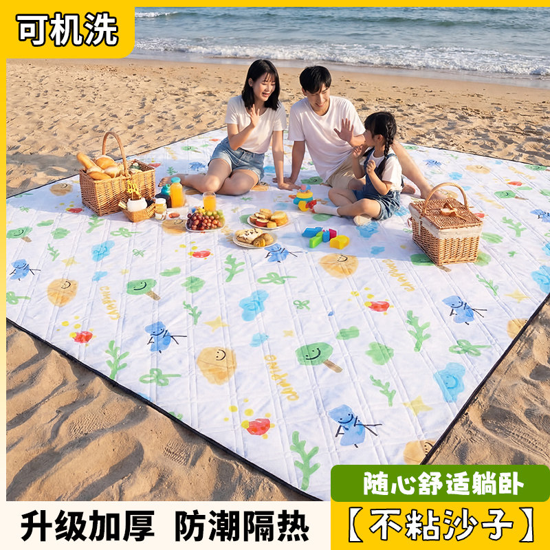 便携沙滩垫防水防沙海边户外野餐垫防潮垫加厚露营地垫公园草地