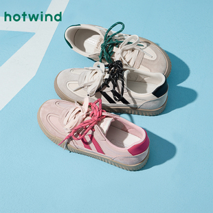 热风德训鞋女款2026年春季新款粉色休闲鞋阿甘板鞋薄底运动女鞋子