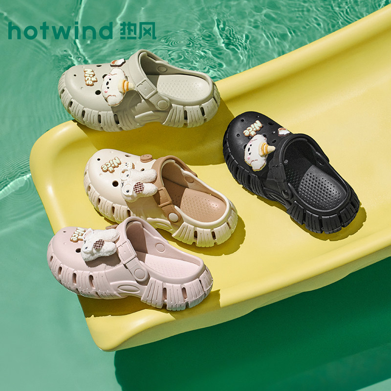 热风厚底洞洞鞋女鞋2026年春季新款卡通拖鞋时尚包头凉拖百搭凉鞋