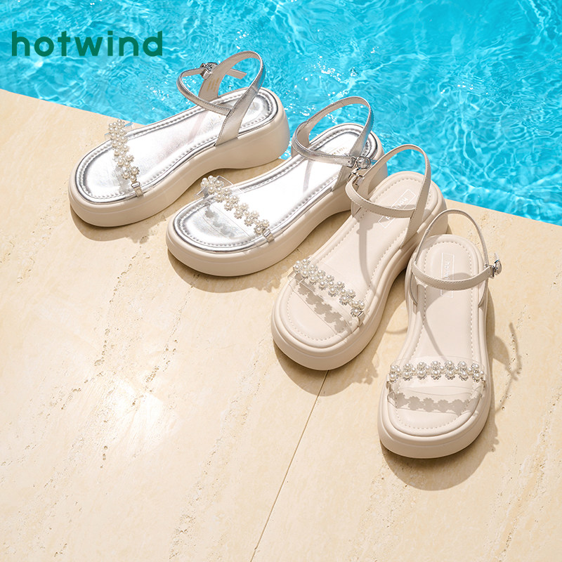 热风厚底凉鞋女款2025年夏季新款小个子粗跟时装女鞋法式百搭鞋子