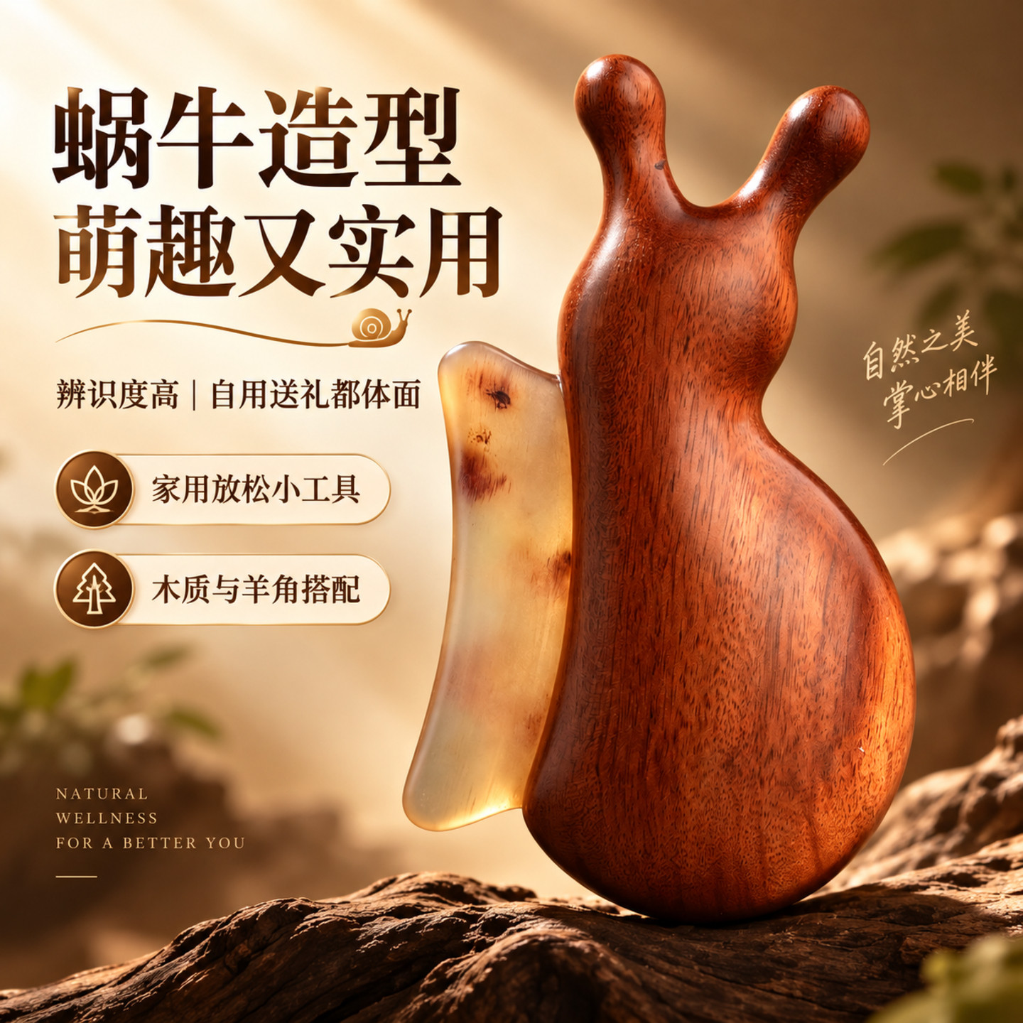 木质蜗牛造型面部提拉按摩棒
