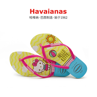 防滑休闲平跟 Havaianas哈唯纳 卡通猫夹脚人字拖可外穿夹脚拖鞋