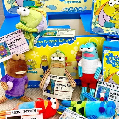 比奇堡的居民们盲盒海绵宝宝法考buff祖国版搞怪毛绒挂件丑萌周边