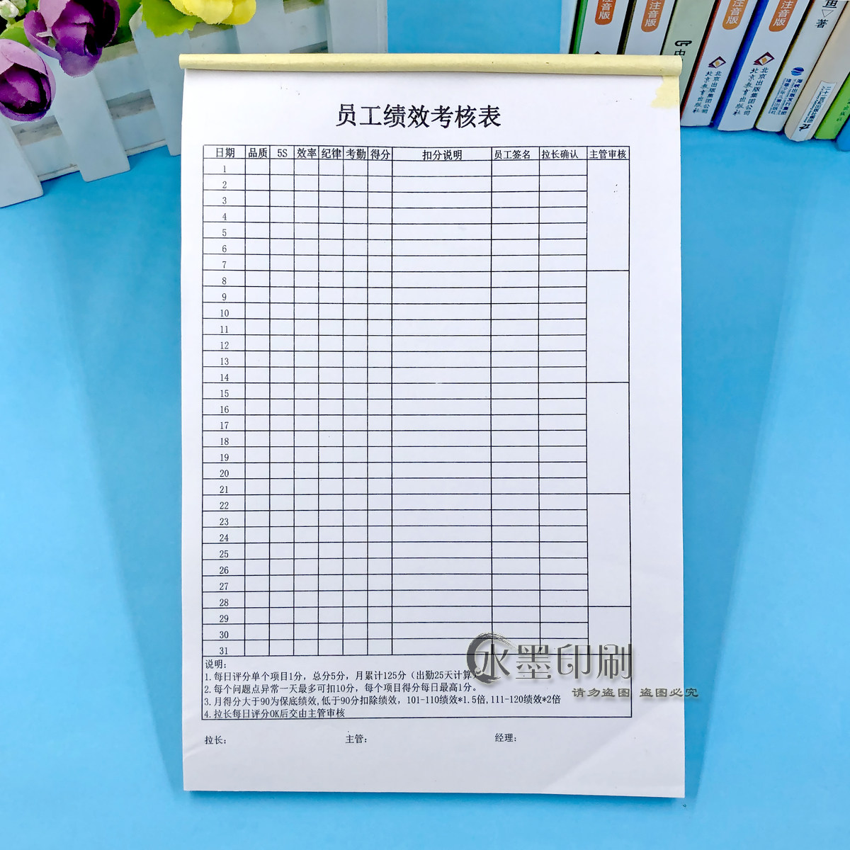 公司员工个人月度绩效