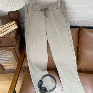 复古纯色抽绳松紧腰KCFBK00821 保罗彼得专柜正品 男式 休闲长裤