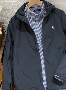保罗彼得 男士黑色棉夹克可拆卸帽NTDC76040内里加棉商务休闲百搭